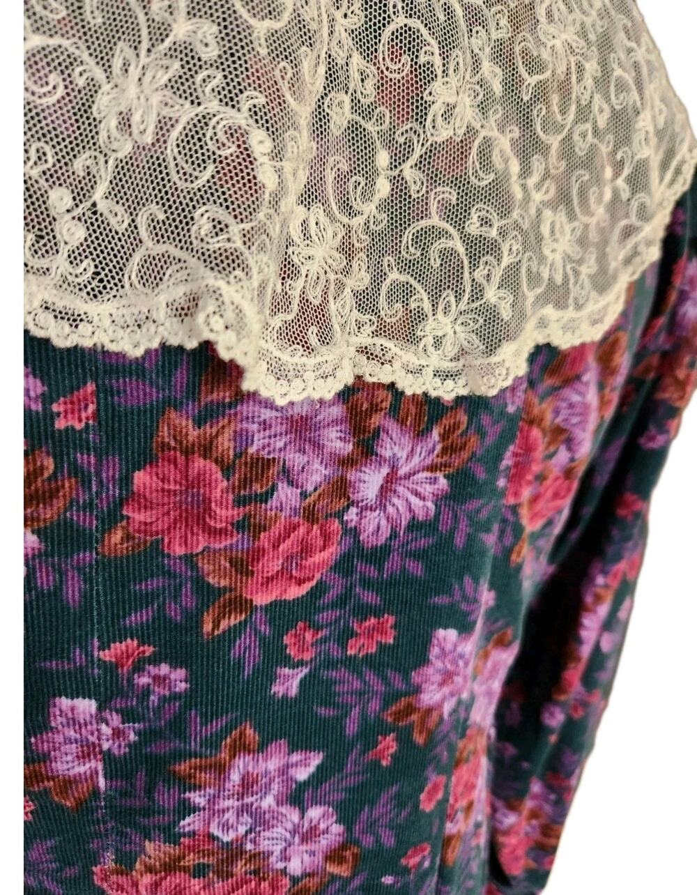Vintage Laura Ashley Prairie Cottagecore Floral Romantic Lace Coquette Dress 6